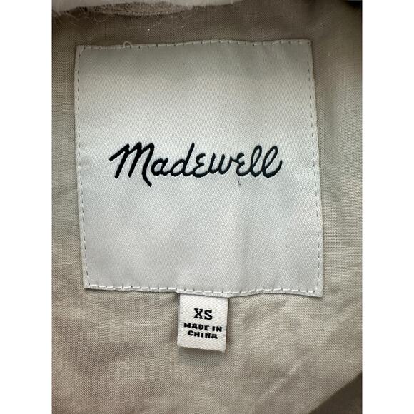 MADEWELL Cream Plaid Linen Blend Blazer Windowpane Check Lightweight Jacket | XS - Picture 5 of 7